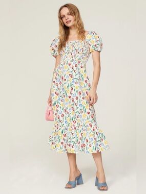 HVN~Tulip Smocked Fromer Midi Dress~Size 4~$495~